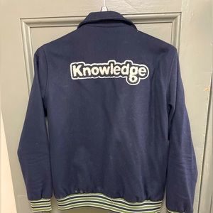 Navy blue varsity jacket